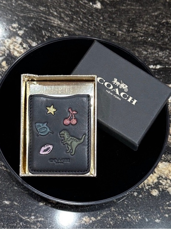Coach Handbags - Coach Rexy  Black Leather Card Case with Colorful  Patch design *new
